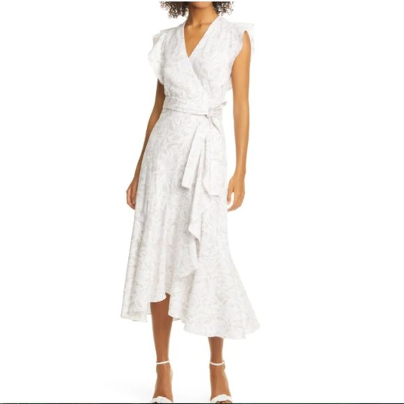 Rebecca Taylor Zadie Cotton Wrap Ruffle Dress 16 - Picture 6 of 9